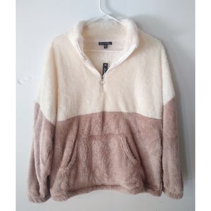 faux furry sweater with pockets and zip top